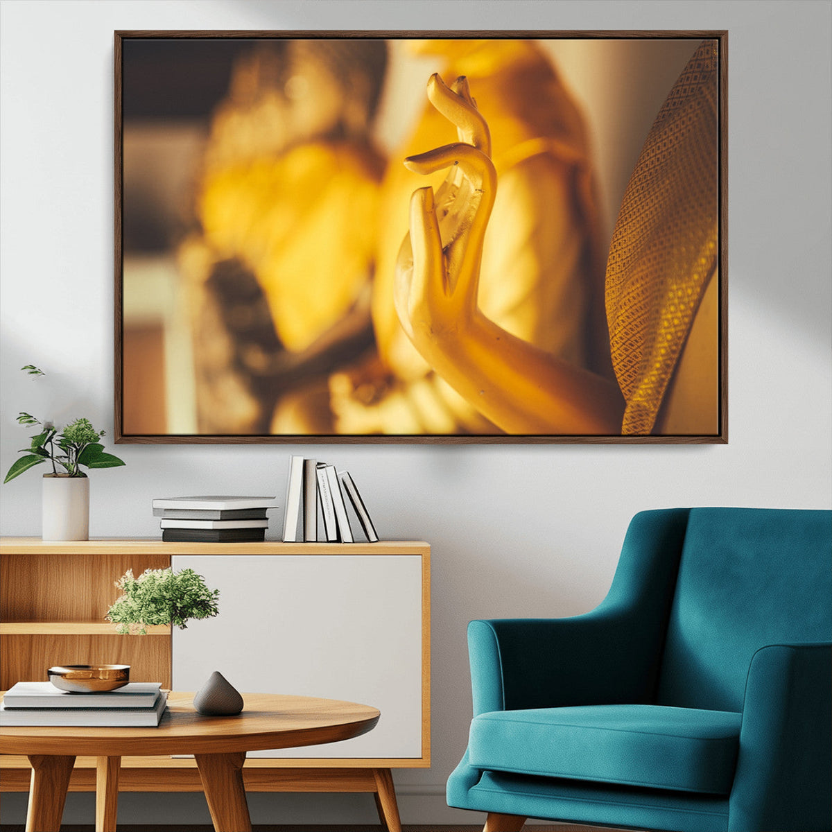 Gold Buddha Statue Hands Wall Art Canvas Print