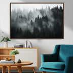 Foggy Forest Wall Art Canvas Print | 3 Panel Large Misty Landscape