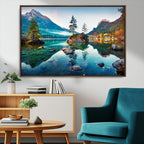 Crystal Clear Lake Wall Art | Mountains Wall Art Canvas | 3 Panel Landscape