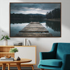Wooden Bridge Near Lake Wall Art Canvas Print