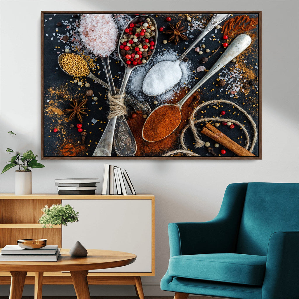 Spices and Seasonings Canvas Wall Art | Colorful Triptych Kitchen Decor