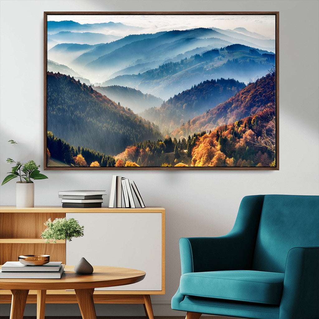 Mountains Forest Autumn Wall Art Canvas Print
