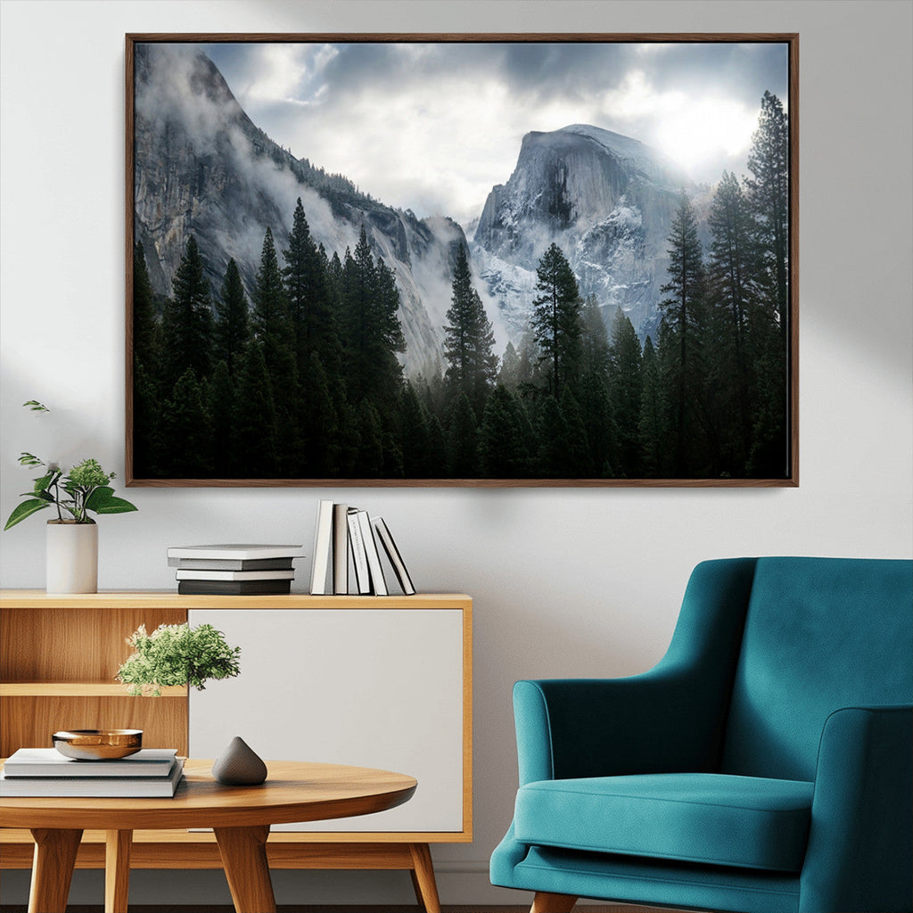 Wall Art Foggy Forest Landscape Canvas Print