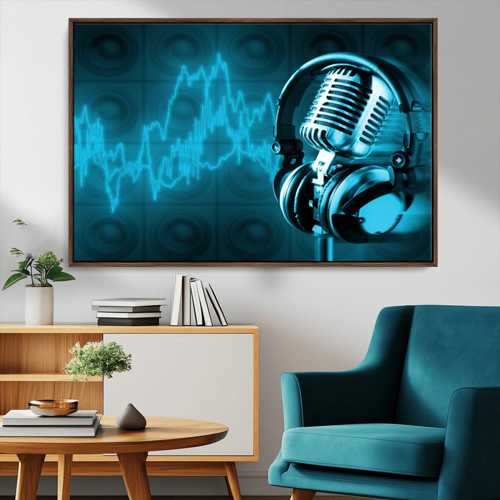 Music and Microphone Wall Art Canvas Print