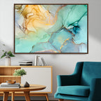 Green Marble Fluid Effect Abstract Canvas Wall Art Print