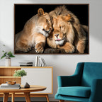 Lion and Lioness Wall Art Canvas Print | African Wildlife Animal Art