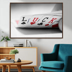 Framed Lucky Poker Cards Canvas | Modern Triptych Wall Art for Game Rooms