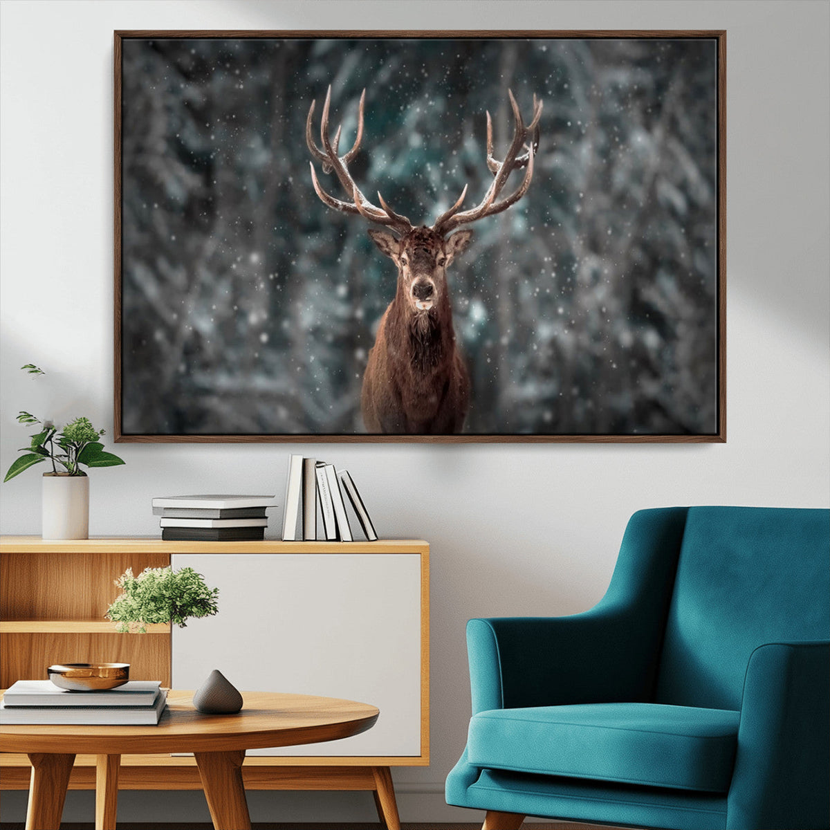 Wall Art Deer Art Animal Canvas, Framed Wall Art Deer Canvas