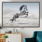 Prancing Horse Desert Large Wall Art Canvas Print, Majestic Horse Animal Artwork