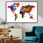 World Map Canvas Print | Detailed Map of the World Wall Art