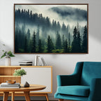 Captivating Misty Forest Wall Art, Foggy and Serene Atmosphere Canvas Print