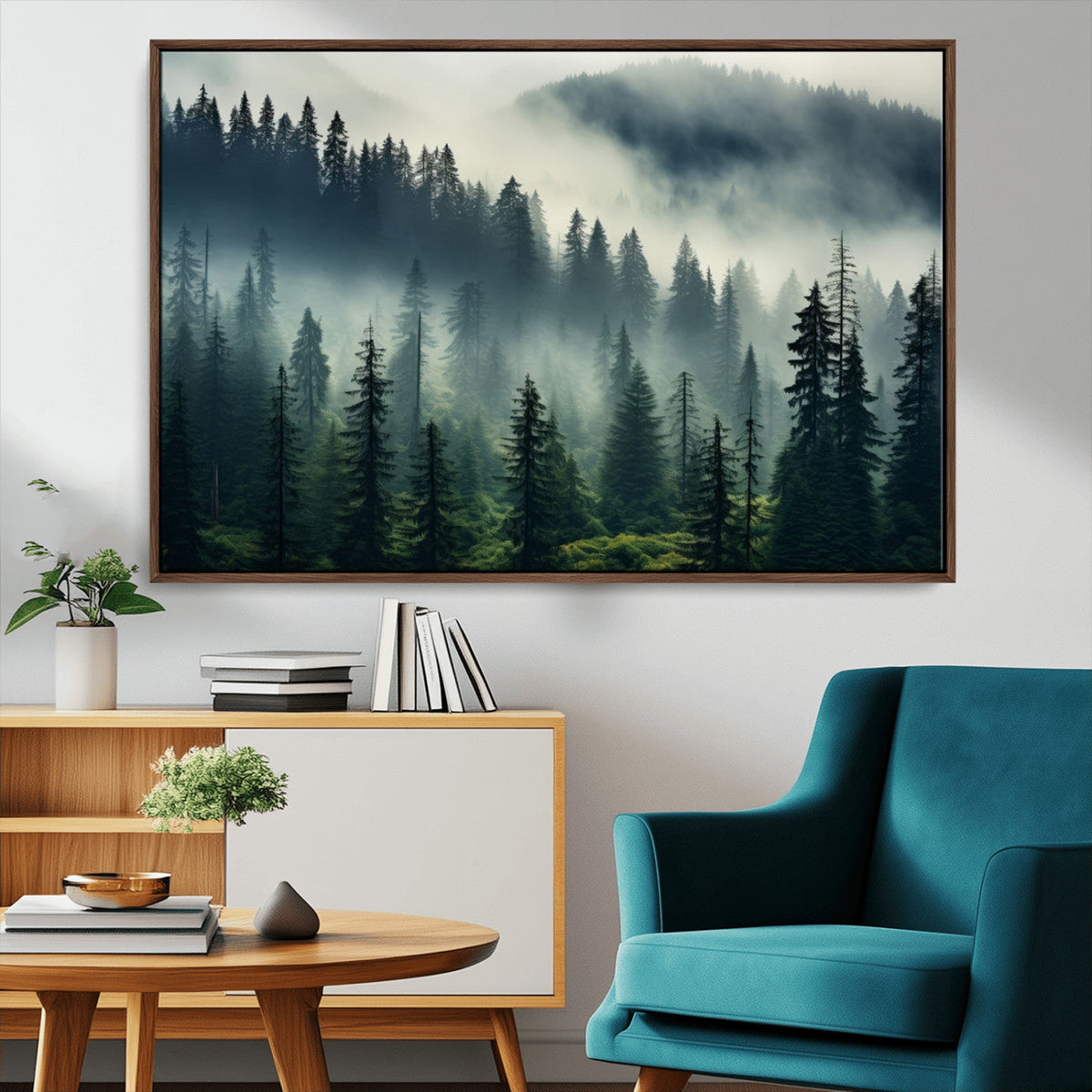 Captivating Misty Forest Wall Art, Foggy and Serene Atmosphere Canvas Print