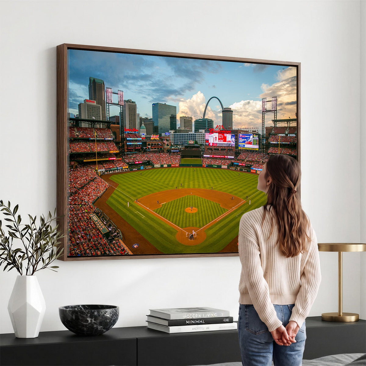 St. Louis Cardinals Baseball Team Print, Busch Stadium Wall Art, Framed and Ready to Hang
