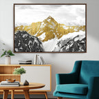 Gold Abstract Mountains Wall Art Print on Canvas, Nature Wall Art Print