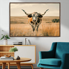 Texas Cow Wall Art Canvas Print for Farm House Wall Decor