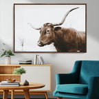 Rustic Bull Wall Art Canvas Print, Modern Longhorn Farmhouse Animal Decor