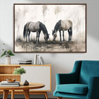 Chinese Ink Style Vintage Horses Wall Art Canvas Print