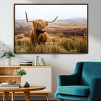 Scottish Highland Cow Canvas Wall Art, Rustic Farmhouse Decor