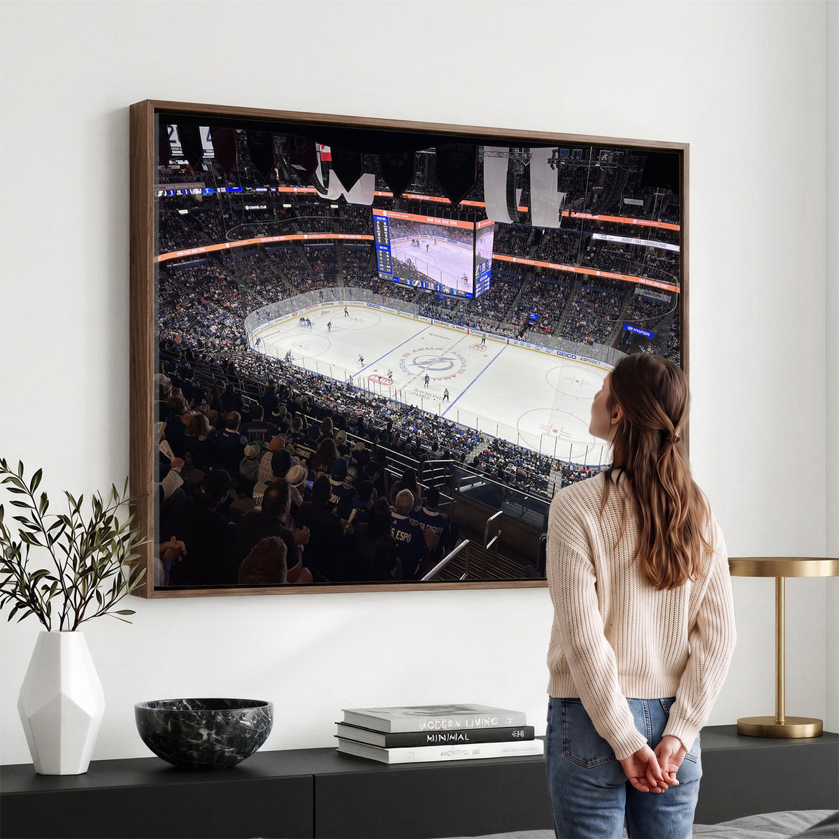 Amalie Arena Florida Wall Art Canvas Print, NHL Hockey, Framed and Ready to Hang