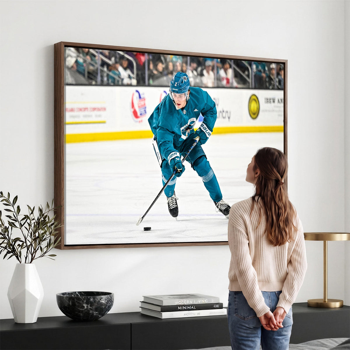 San Jose Sharks Ice Hockey Player Wall Art Canvas Print