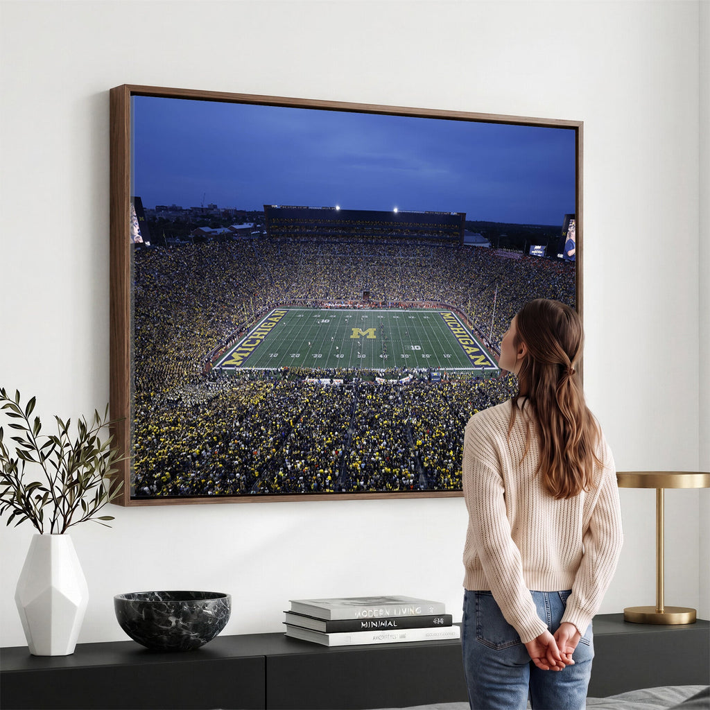 University of Michigan Wolverines Football Team Print, Ann Arbor, Home Bar Wall Decor