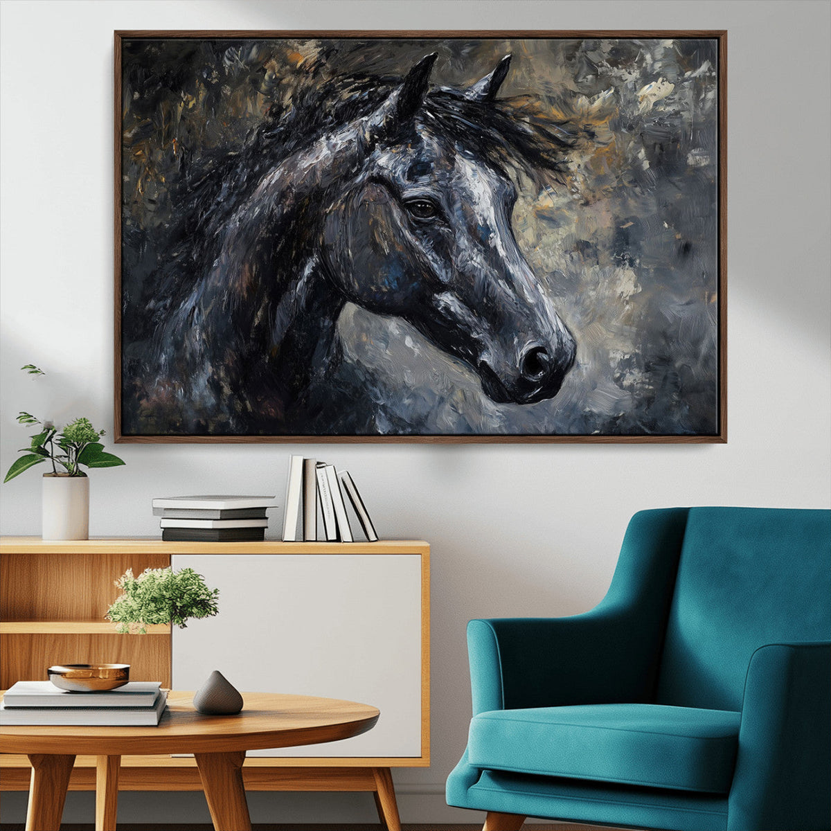 Large Abstract Horse Wall Art Canvas Print, Farmhouse Wall Art