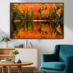 Forest Reflection Art | Autumn Forest Reflection Wall Art | Triptych Canvas Print