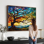 Mosaic Tree Wall Art | Ready to Hang Stained Glass Style Canvas Print