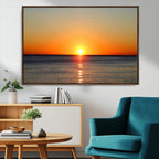 Golden Horizon Sunset Over Ocean Wall Art Canvas Print | Tropical Beach Canvas