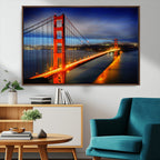 Large Wall Art San Francisco Canvas Print - Wonderful Golden Gate Bridge at Twilight
