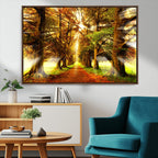 Sunshine in Forest and Trees Wall Art Canvas Print