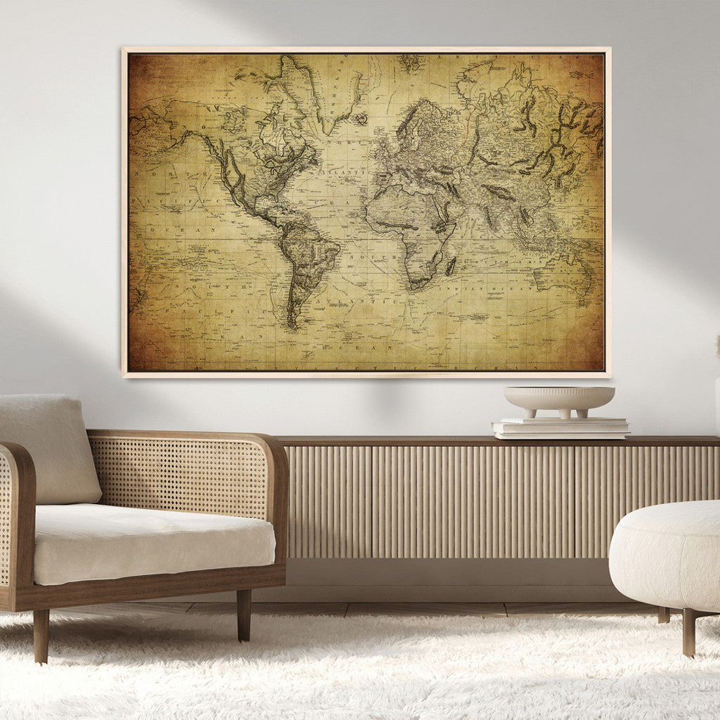 Push Pin World Map Canvas Print | Travel Tracker Wall Art