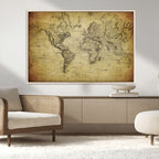Push Pin World Map Canvas Print | Travel Tracker Wall Art
