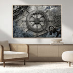 Ship Steering Wheel Vintage Wall Art Canvas Print