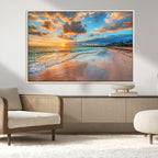 Sunset Beach Canvas Wall Art | Tropical Triptych Seascape Print