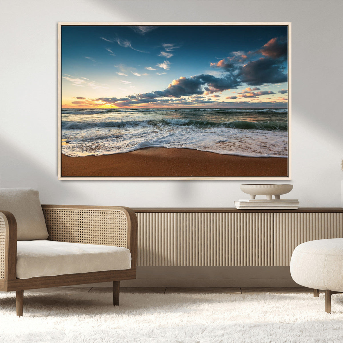 Ocean Beach Wall Art Canvas Print Sunset Artwork Print