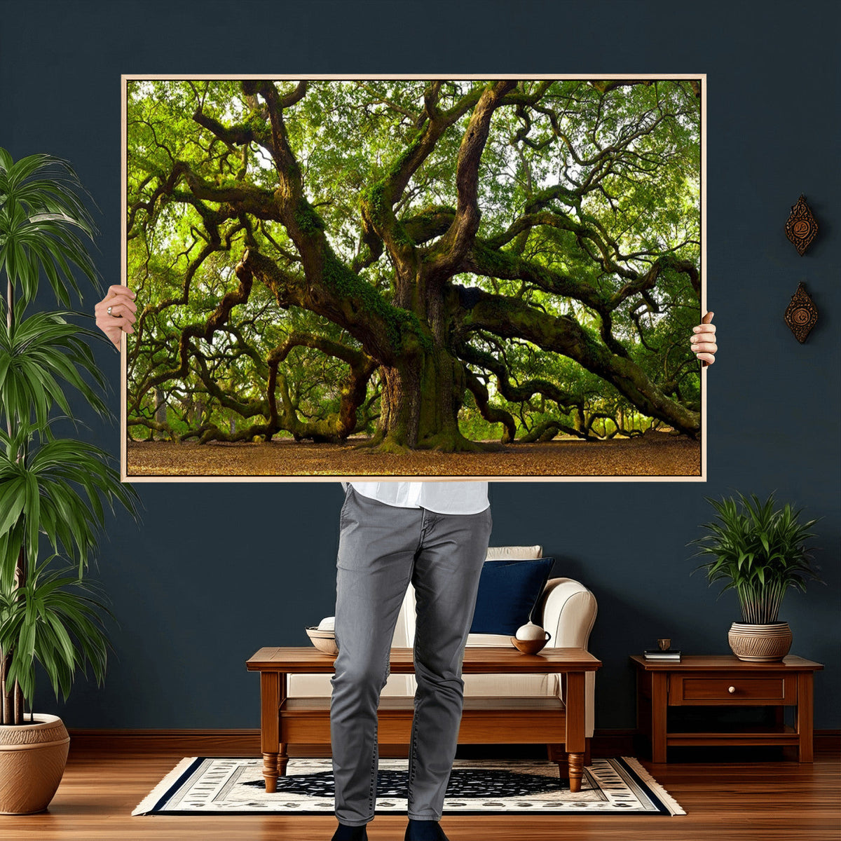 Angel Oak Tree Wall Art Canvas Print | Forest Tree Nature Photography Print
