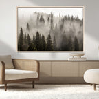 Foggy Mountain Wall Art | 3-Panel Foggy Forest and Mountain Landscape Canvas Print