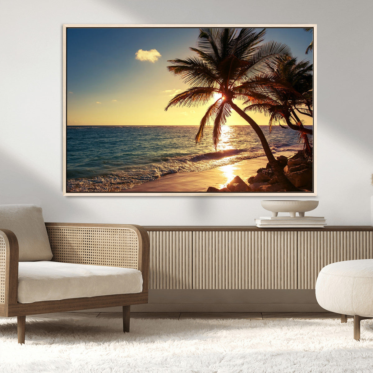 Sunset Palm Trees Wall Art Canvas Print