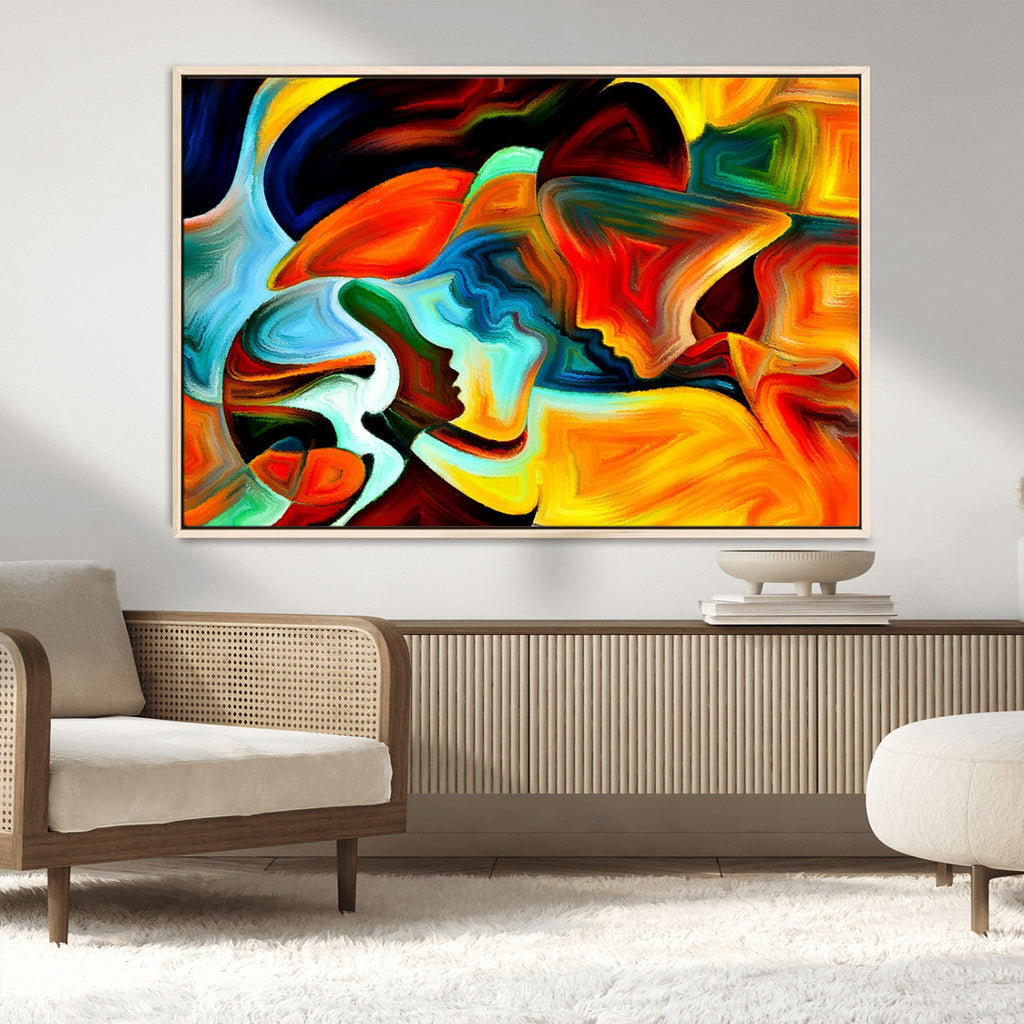 Human Love Figures Abstract Wall Art Canvas Print