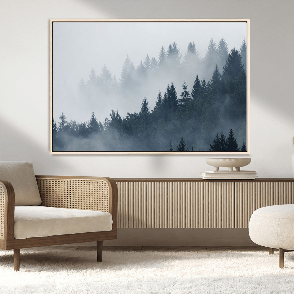 Foggy Pine Forest Wall Art Canvas Print