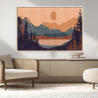 Modern Boho Sunset Canvas Print, Mountain Landscape Triptych