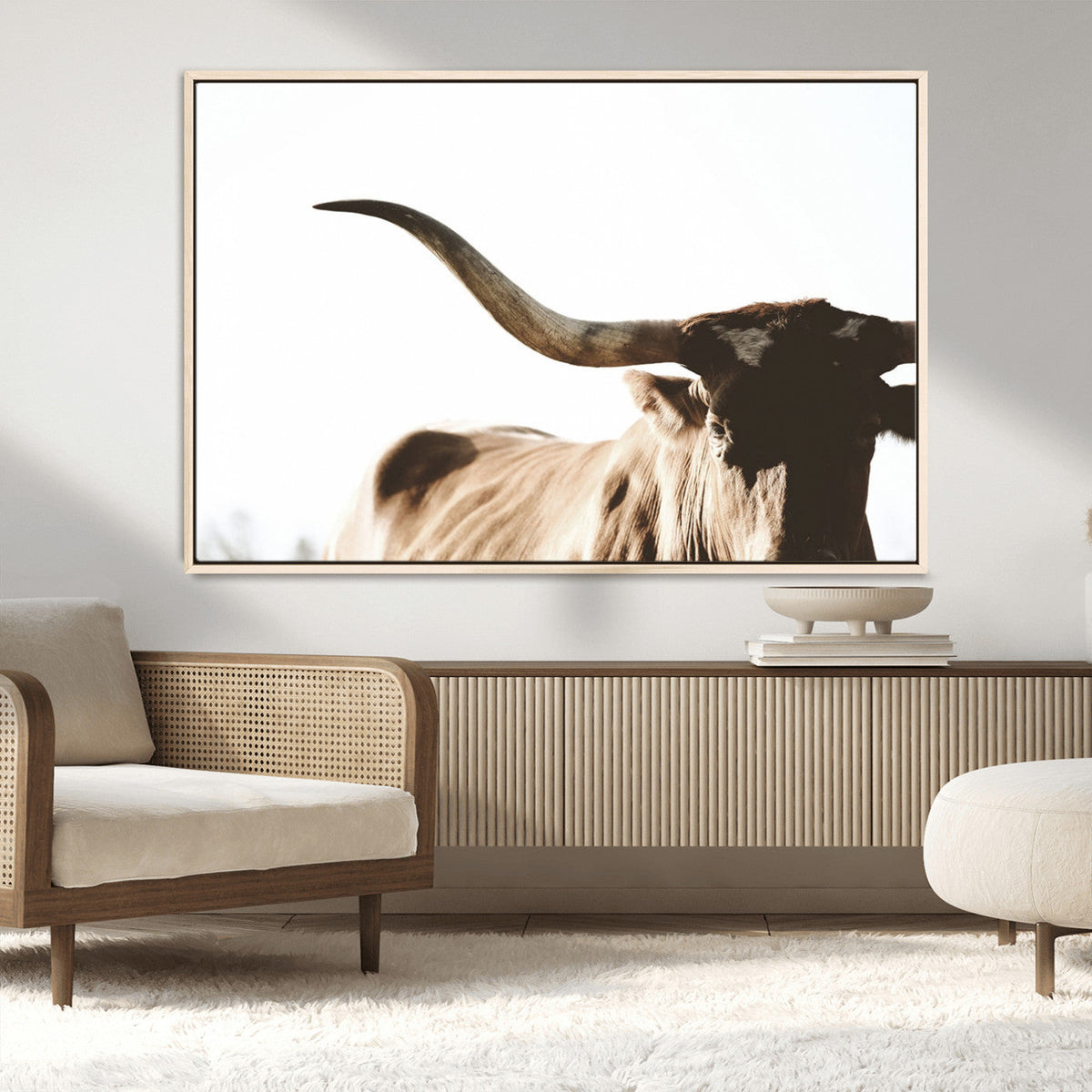 Texas Longhorn Wall Art Canvas Print, 3-Panel
