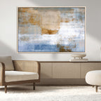 Blue Multi Panel Abstract Wall Art Canvas, Abstract Blue and Gold Canvas Print