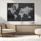 World Map Canvas Print, Detailed Map of the World Wall Art for Home or Office