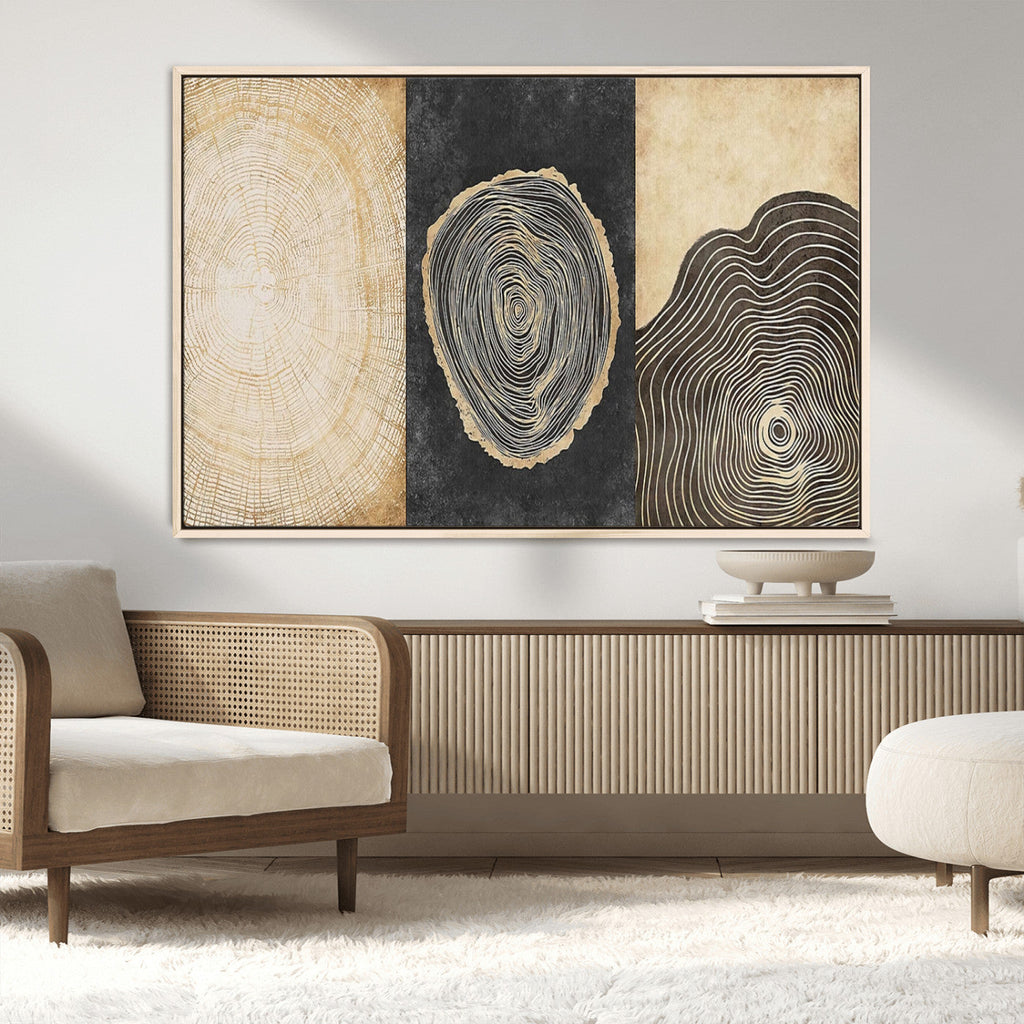 Tree Rings Canvas Wall Art Print, Minimalist Natural History in Modern Decor