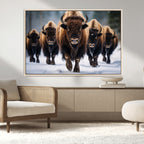 Buffalo Wall Art Canvas Print, American Bison Herd Wall Art