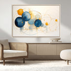 Geometric Blue Orange Abstract Wall Art Canvas, Geometric Blue Orange Canvas Print