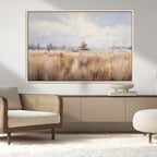 Golden Fields Wall Art Print Canvas | Serene Minimalist Landscape for Farmhouse Decor