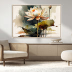 Lotus Flower Watercolor Canvas Print | A Symbol of Serenity and Growth in Soft Watercolors